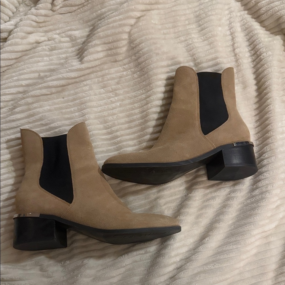 Calvin Klein Tan Suede Ankle Boots